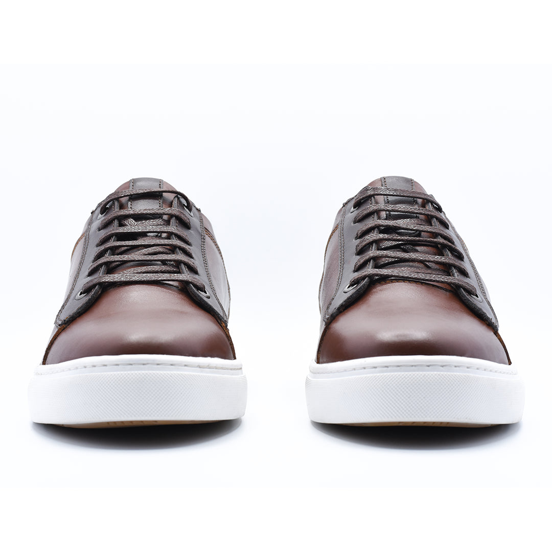 BASKETS EN CUIR MARRON RF005