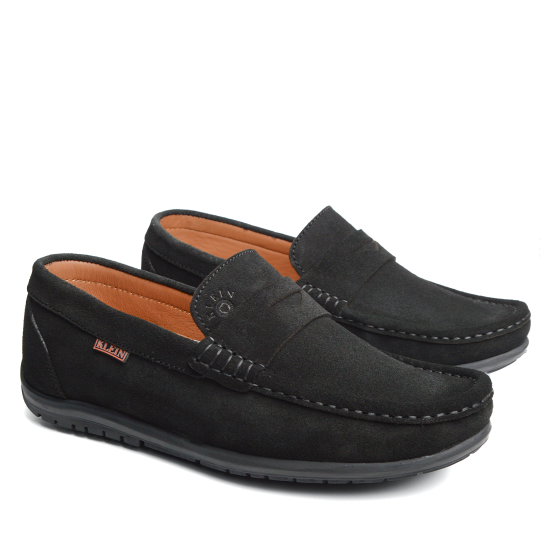 Alonzo Noir Mocassin En Cuir Daim