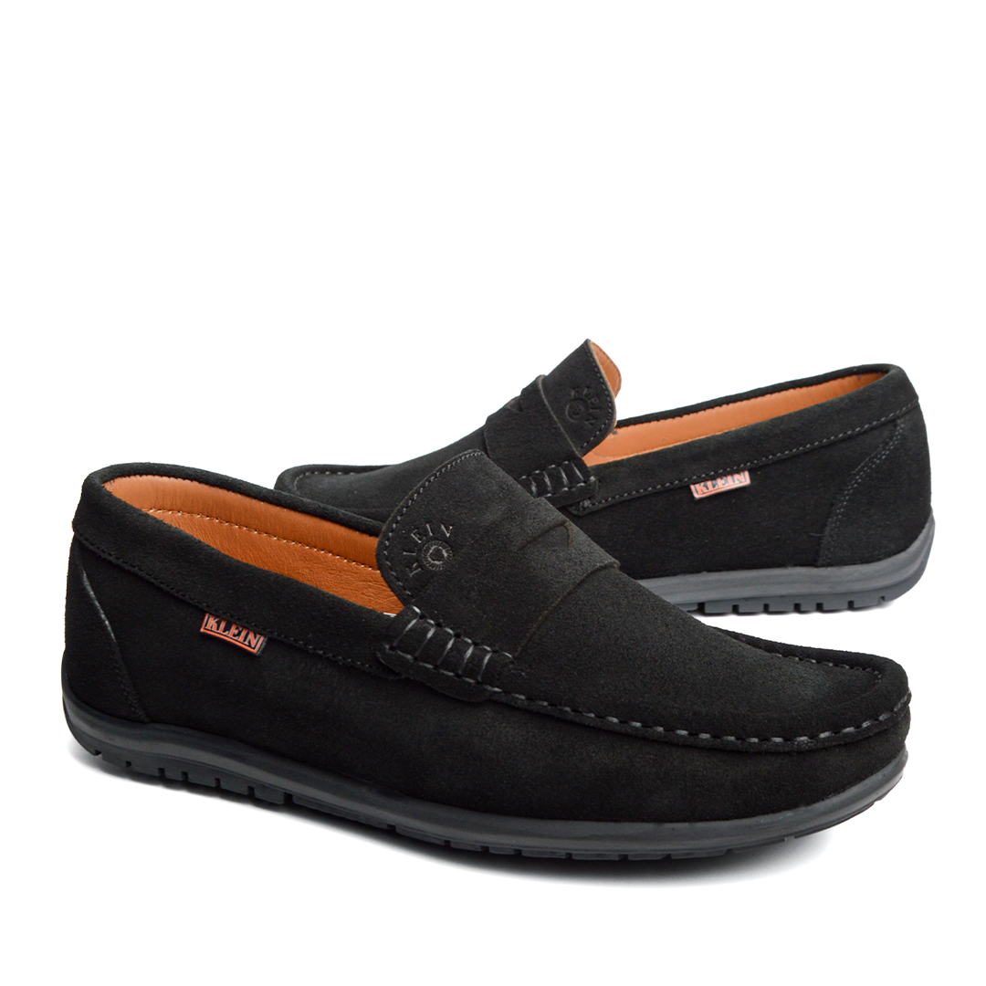 Alonzo Noir Mocassin En Cuir Daim