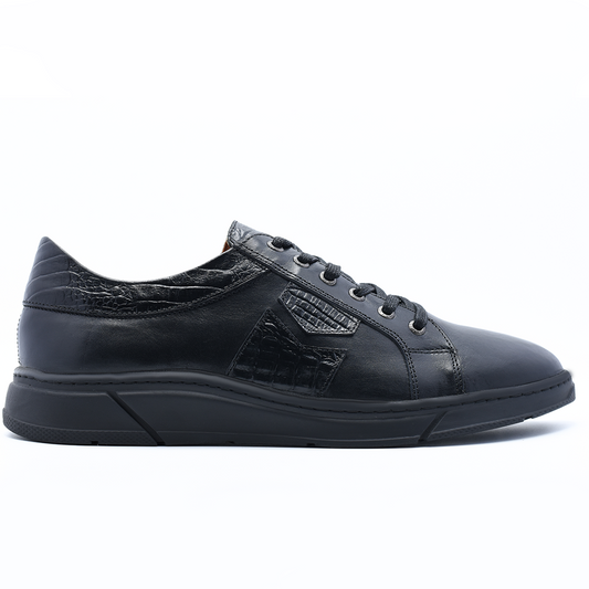 BASKETS EN CUIR NOIR RF019