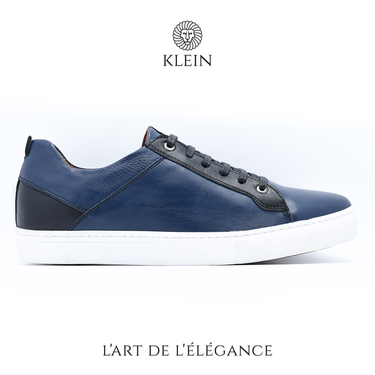 BASKETS EN CUIR BLEU RF005