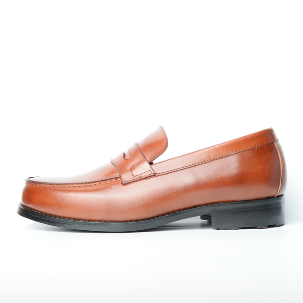 COLLEGE  CHAUSSURE CLASS EN CUIR TABAC RF:015