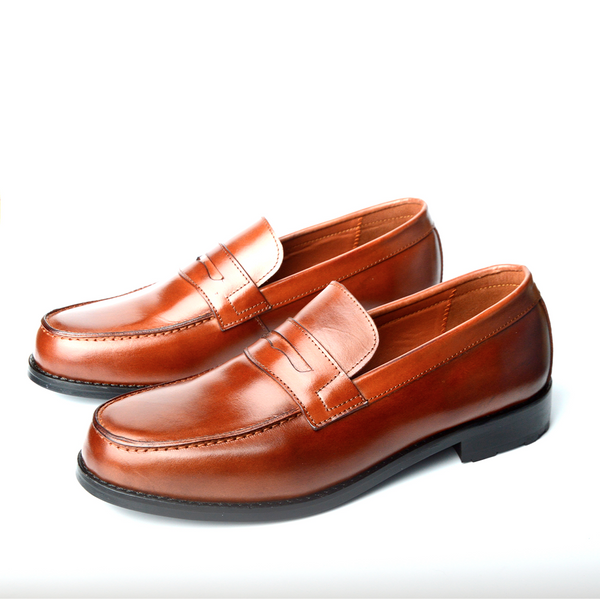 COLLEGE  CHAUSSURE CLASS EN CUIR TABAC RF:015