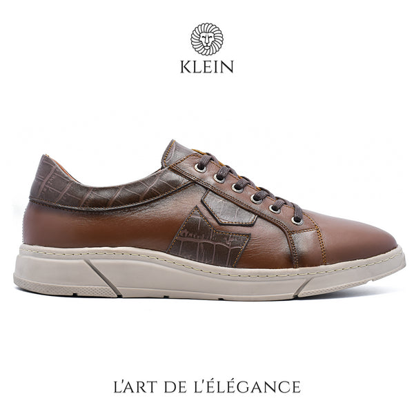 BASKETS EN CUIR MARRON RF019