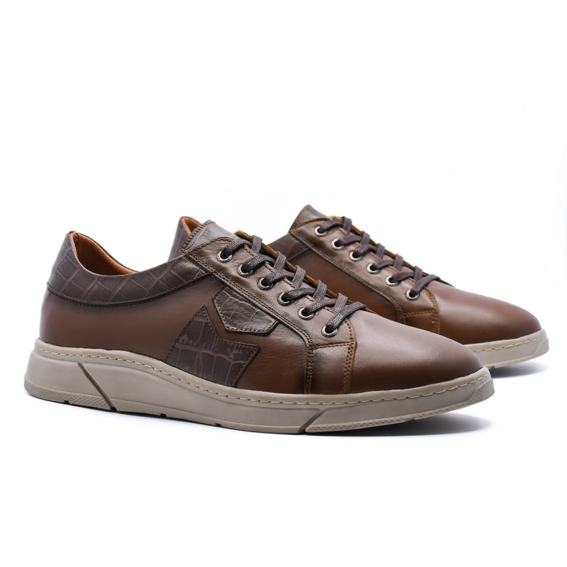 BASKETS EN CUIR MARRON RF019