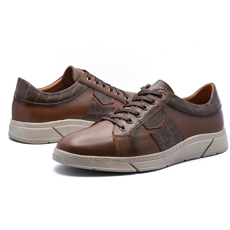 BASKETS EN CUIR MARRON RF019