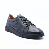 BASKETS EN CUIR NOIR RF019