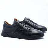 BASKETS EN CUIR NOIR RF019