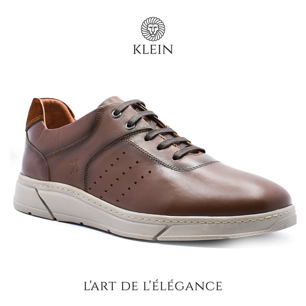 BASKETS EN CUIR MARRON RF017