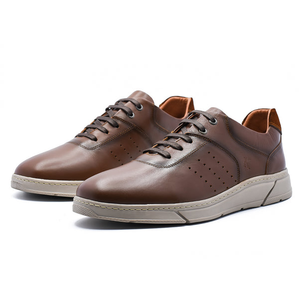 BASKETS EN CUIR MARRON RF017