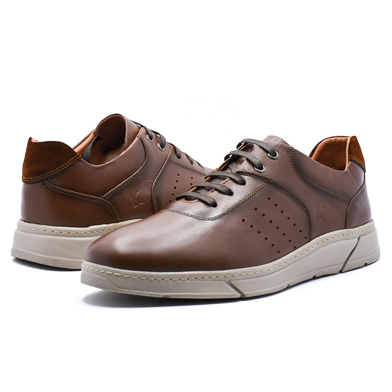 BASKETS EN CUIR MARRON RF017