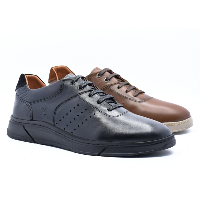 BASKETS EN CUIR MARRON RF017