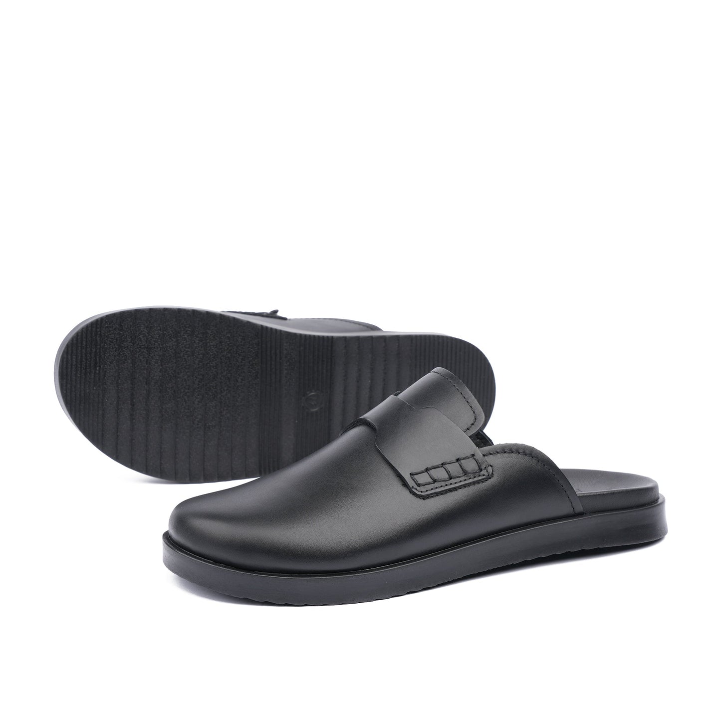 Mule en cuir noir