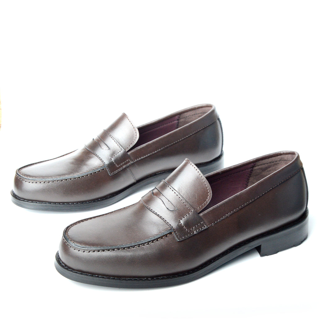 COLLEGE  CHAUSSURE CLASS EN CUIR MARRON RF:015