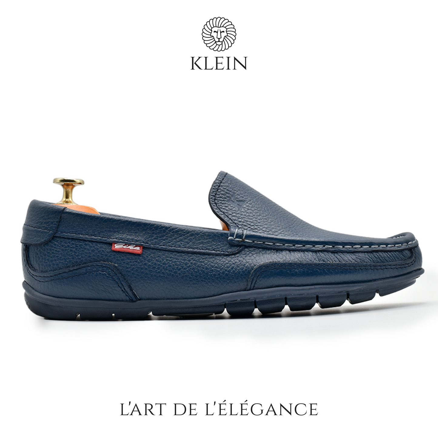 MOCASSIN MONACO BLEU EN CUIR