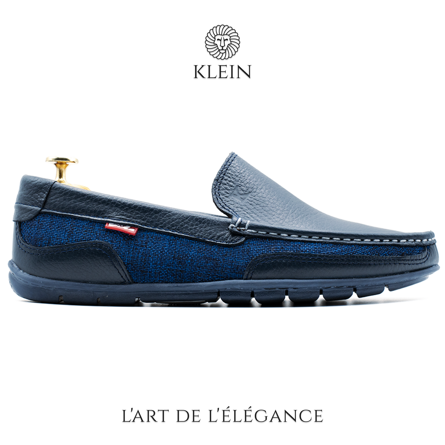 007 Mocassin En Cuir bleu