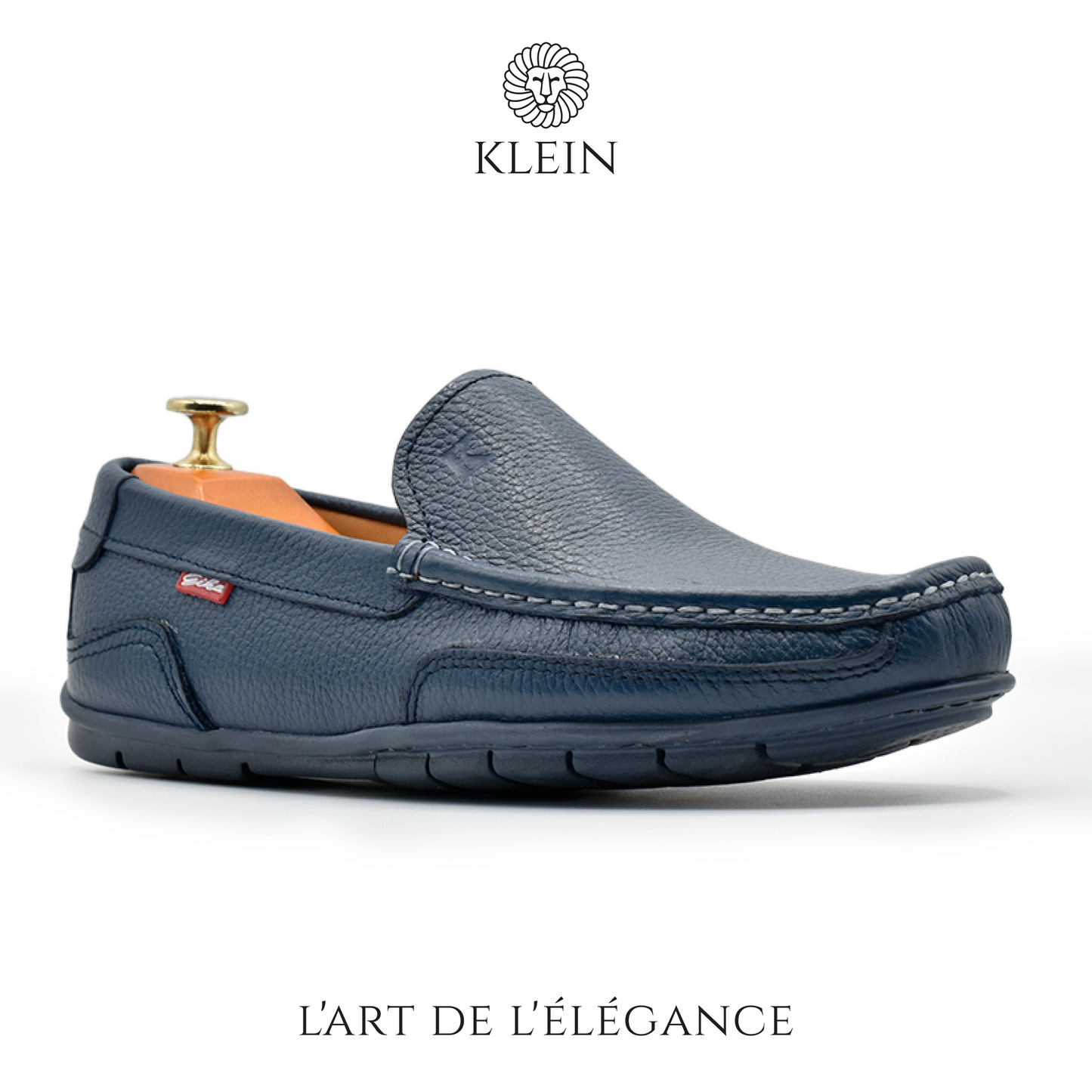 MOCASSIN MONACO BLEU EN CUIR