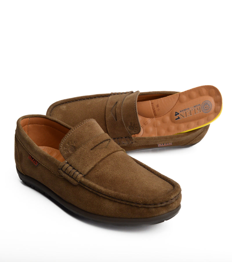 Alonzo Daim Kaki Mocassin En Cuir Daim