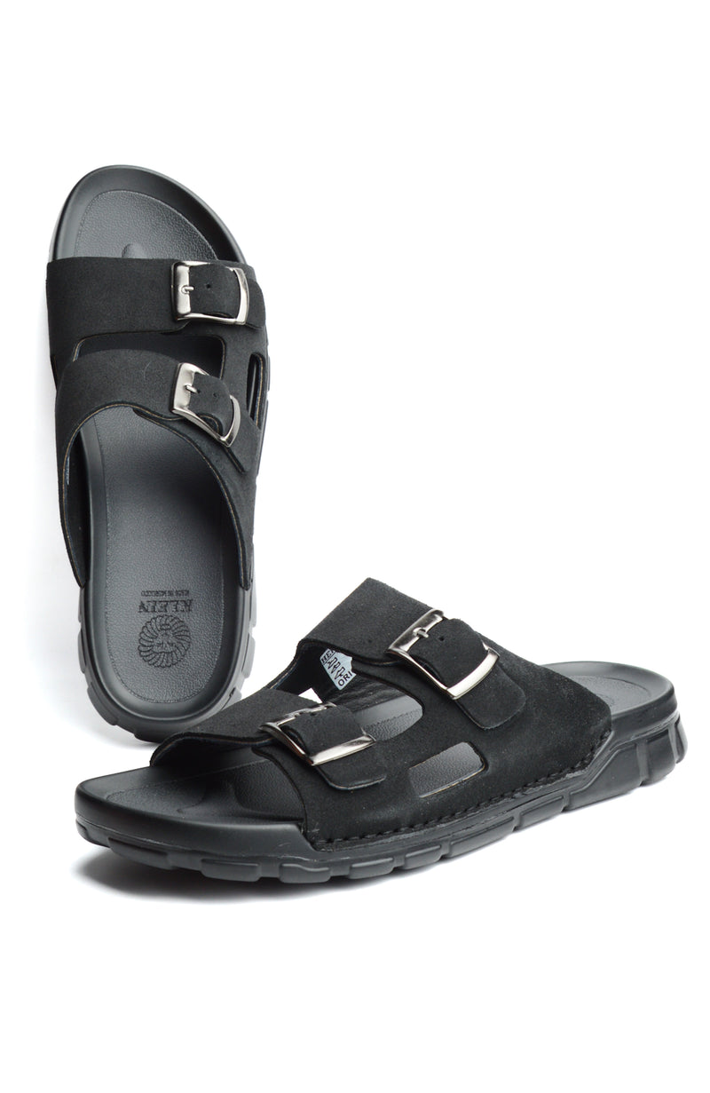 Sandale BREK En CUIR DAIM NOIR