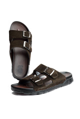 Sandale BREK En CUIR DAIM MARRON