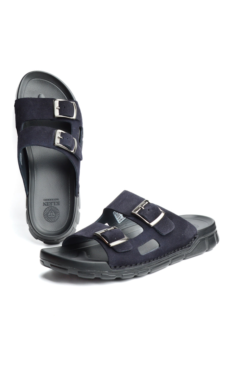 Sandale BREK En CUIR DAIM BLEU MARINE