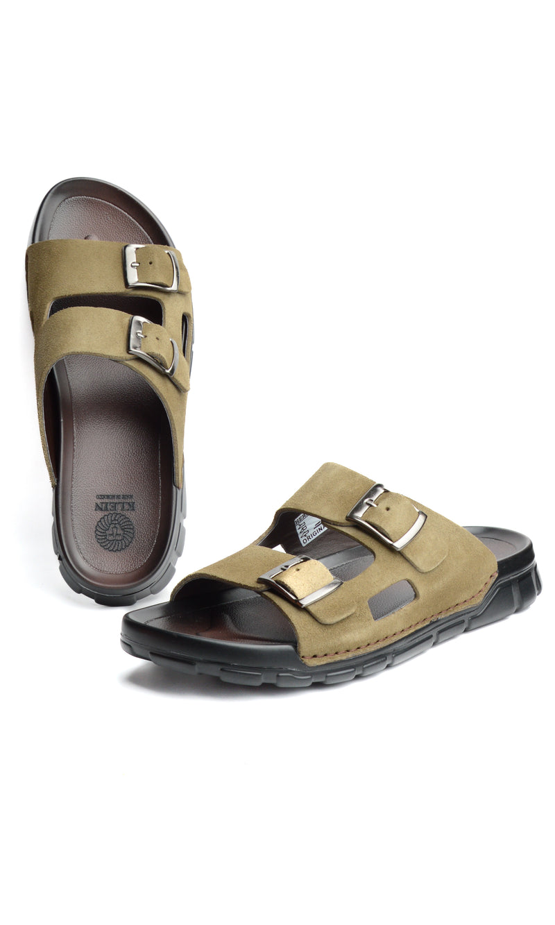 Sandale BREK En CUIR DAIM kaki