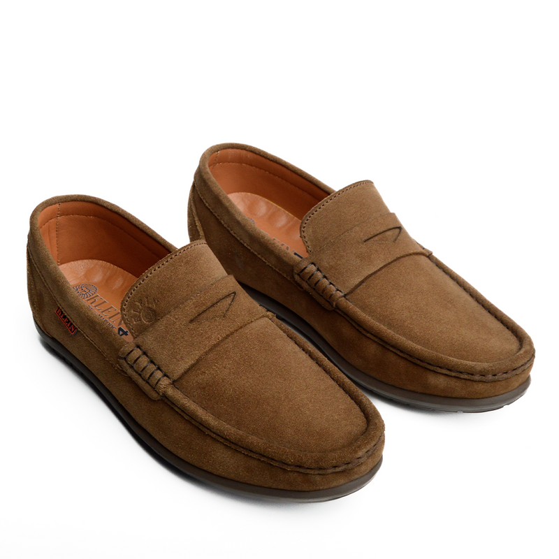 Alonzo Daim Kaki Mocassin En Cuir Daim