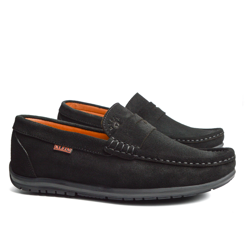 Alonzo Noir Mocassin En Cuir Daim