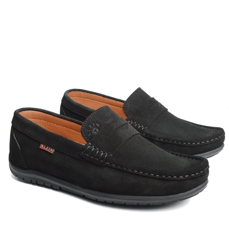 Alonzo Noir Mocassin En Cuir Daim
