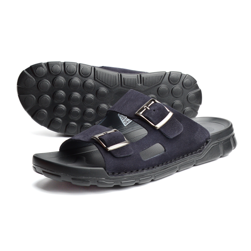 Sandale BREK En CUIR DAIM BLEU MARINE
