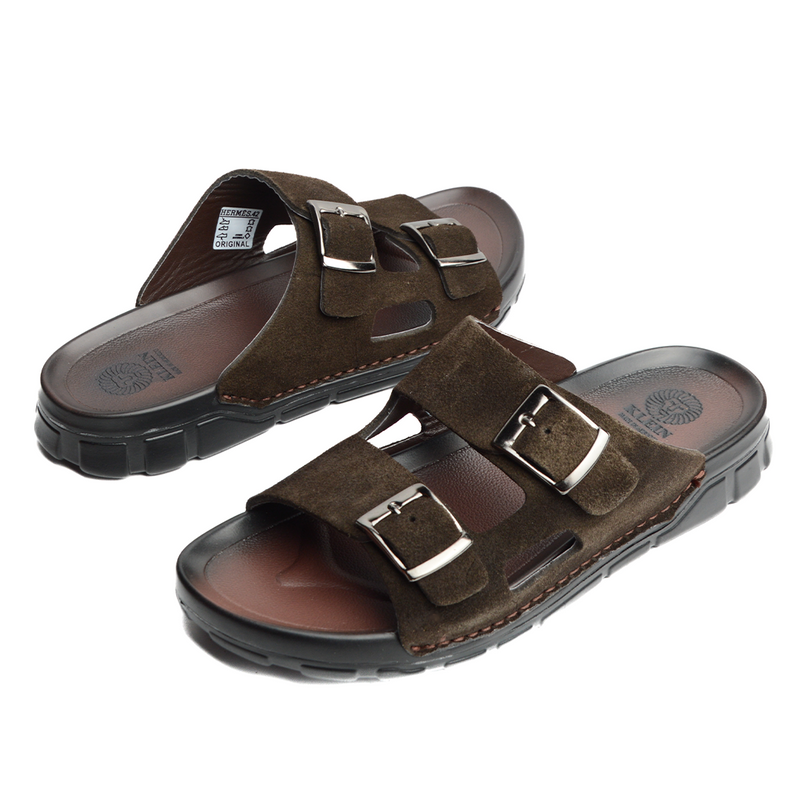 Sandale BREK En CUIR DAIM MARRON