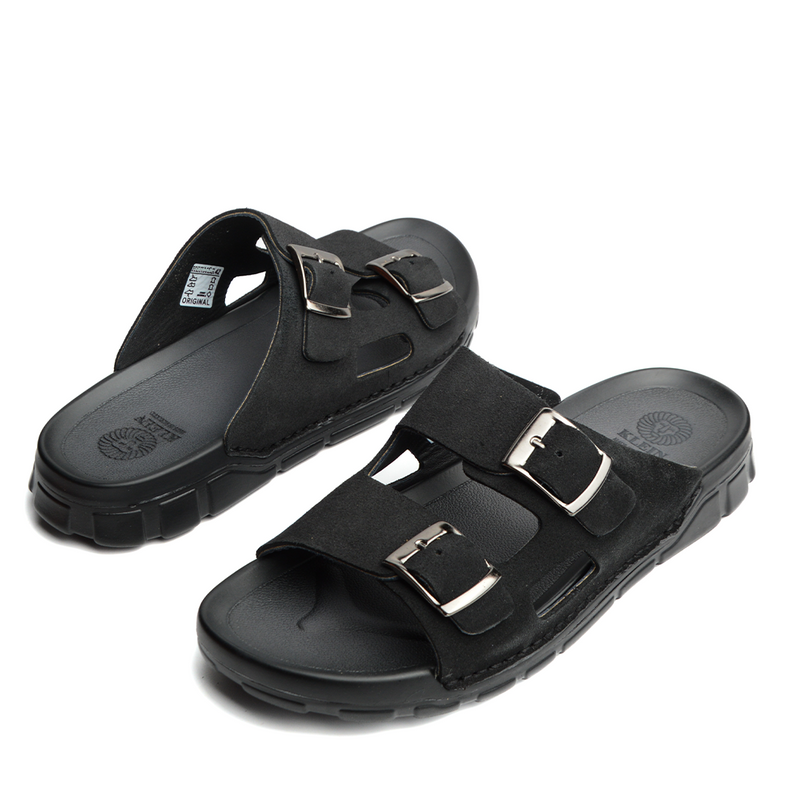 Sandale BREK En CUIR DAIM NOIR