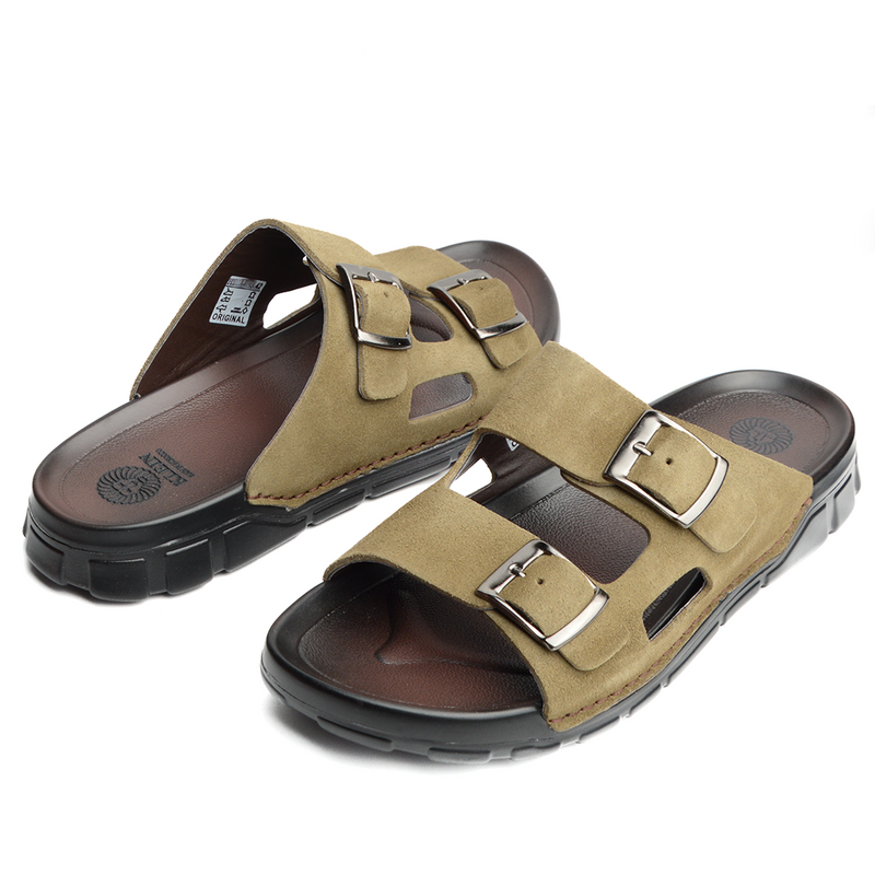 Sandale BREK En CUIR DAIM kaki
