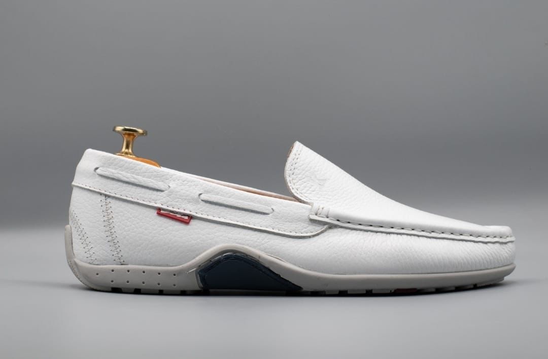 Grand Seigneur BMN Mocassin En Cuir blanc